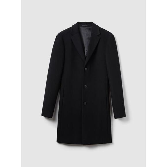 Reiss Gable Black Wool Blend Single Breasted Epsom Overcoat Size XXL - Picture 1 of 11